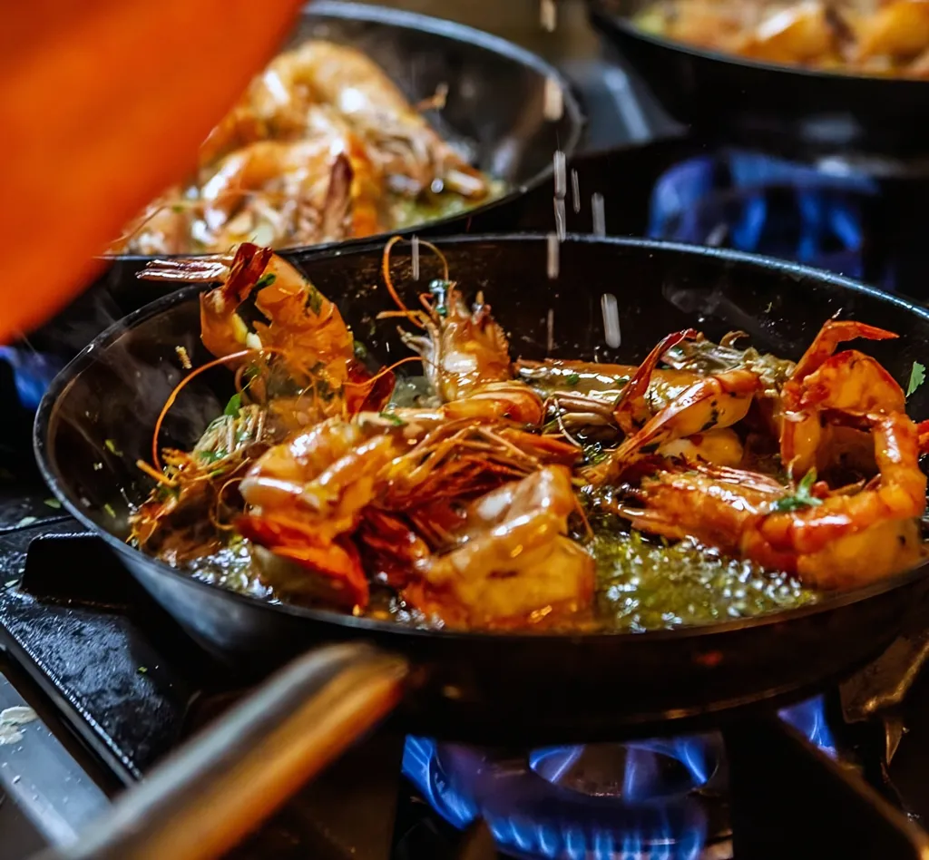 grilled shrimp and cannabis-infused iced tea