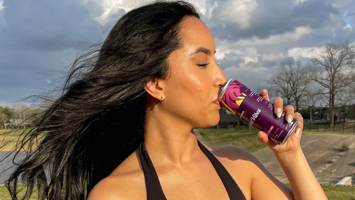 Woman with THC Seltzer